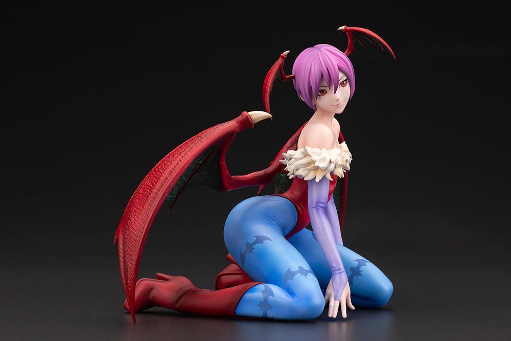Front angled view of the Darkstalkers Lilith 1/7 Scale Figure showcasing detailed sculpting, red wings, and vibrant costume.