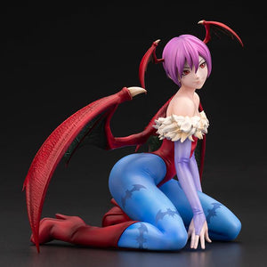 Front angled view of the Darkstalkers Lilith 1/7 Scale Figure showcasing detailed sculpting, red wings, and vibrant costume.