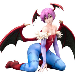 Front view of the Darkstalkers Lilith 1/7 Scale Figure featuring her signature succubus wings, kneeling pose, and white background.