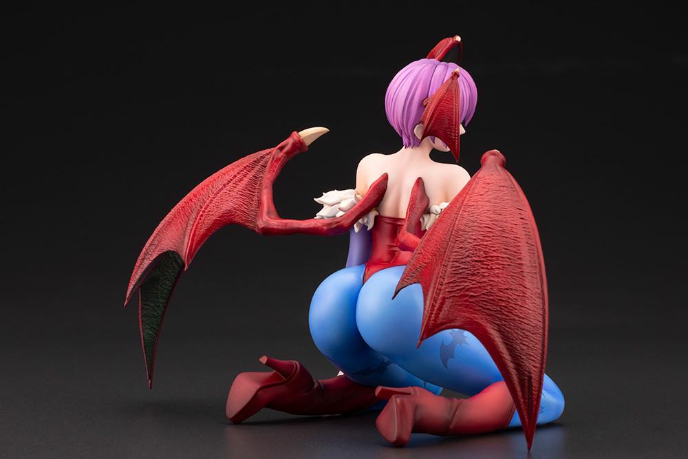 Left side view of the Darkstalkers Lilith 1/7 Scale Figure highlighting the sculpted wings, dynamic pose, and character details.