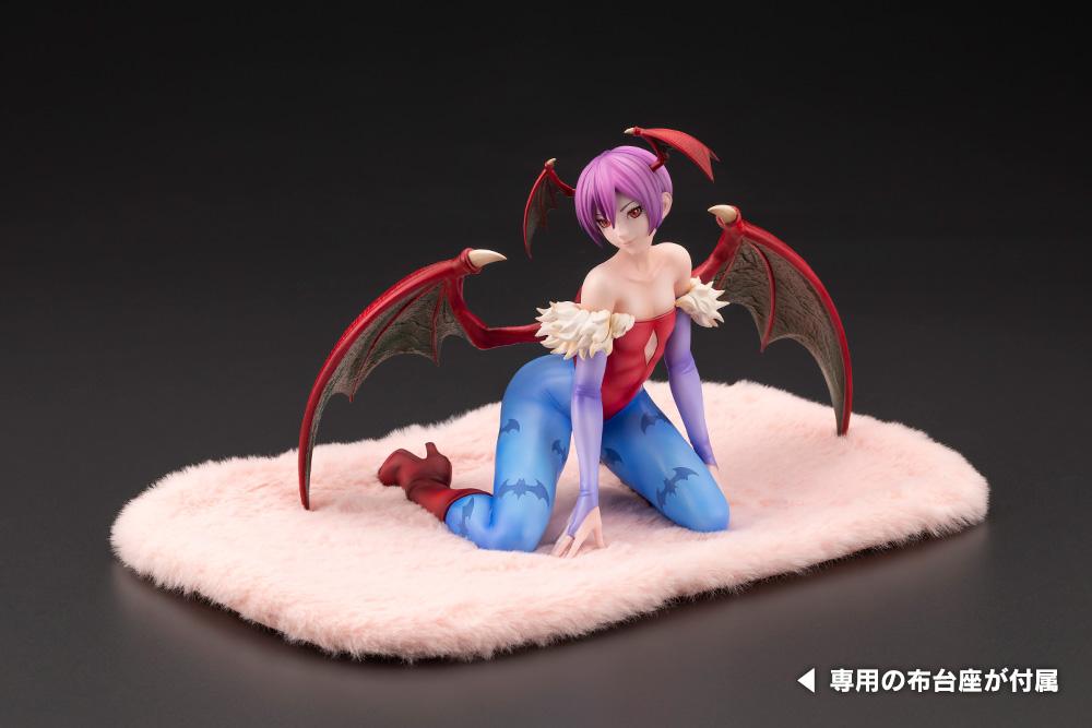 Darkstalkers Lilith 1/7 Scale Figure displayed on the included soft cloth base with signature kneeling pose and spread wings.