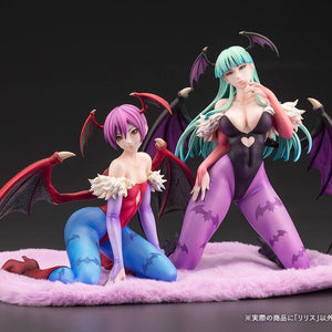 Darkstalkers Lilith 1/7 Scale Figure displayed alongside the separately sold Morrigan figure to showcase their contrasting succubus designs.