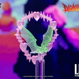 Translucent pink heart and green bat Soul Flash effect accessory for Lilith action figure.