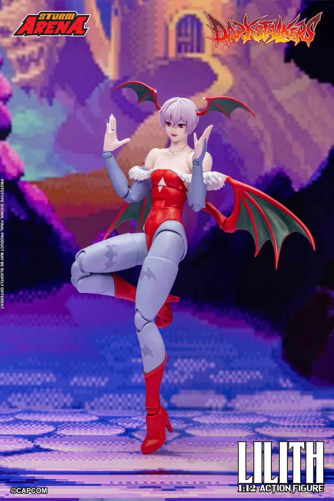 Darkstalkers Lilith 1/12 scale figure standing on one leg in a graceful dancing pose.