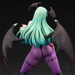 Full rear-angle shot of the Darkstalkers Morrigan figure emphasizing wing placement and detailed sculpt work.