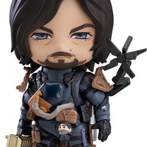 Main image of the Death Stranding 2: On the Beach Nendoroid Sam figure by Good Smile Company, wearing his Bridges suit and holding a small briefcase/container.