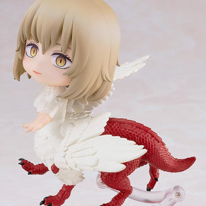 Delicious in Dungeon Falin (Chimera) Nendoroid figure displayed in a mid-air flying pose on a clear support stand.