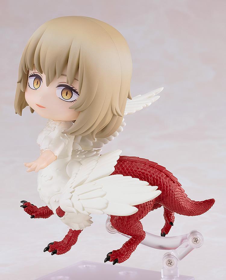 Delicious in Dungeon Falin (Chimera) Nendoroid figure displayed in a mid-air flying pose on a clear support stand.
