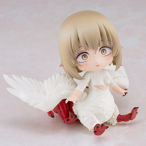Falin (Chimera) Nendoroid figure from Delicious in Dungeon in a seated pose with her blushing smiling face plate.