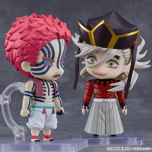 Upper Rank demons Doma and Akaza Nendoroid figures displayed side-by-side on clear stands.