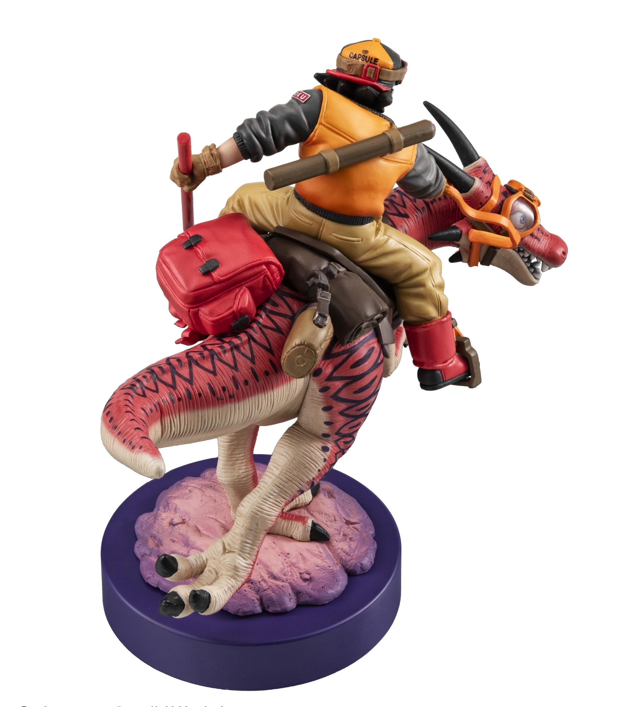 Rear view of the Son Goku 01 Limited Repeat figure highlighting the red backpack and dinosaur tail detail.