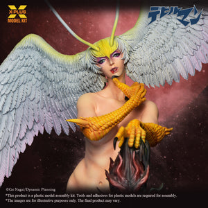 Extreme close-up of the Sirene model kit head sculpt, showcasing her sharp fangs and blissful facial expression.