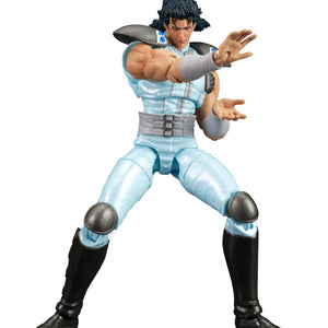 Cutout view of the DIGACTION Fist of the North Star Rei action figure in a Nanto Suichoken martial arts pose on a white background.