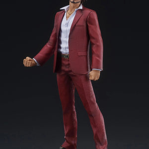 Front view of the Ichiban Kasuga figure in his red suit, posed with a closed fist.