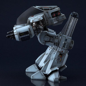 Profile shot of the ED-209 model showing the unique mechanical forward-leaning design from the RoboCop film.