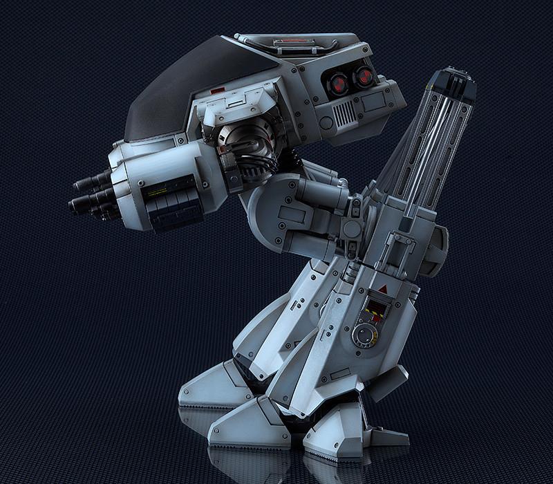 Profile shot of the ED-209 model showing the unique mechanical forward-leaning design from the RoboCop film.