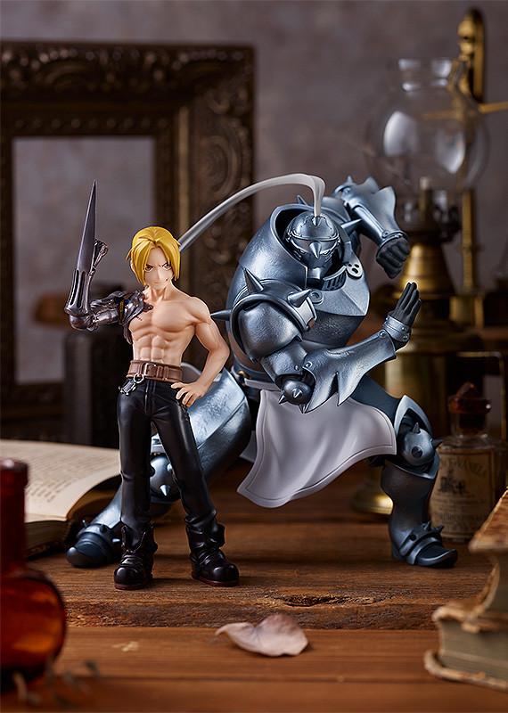 Alphonse Elric and Edward Elric POP UP PARADE figures posed together in a classic Fullmetal Alchemist battle stance diorama.