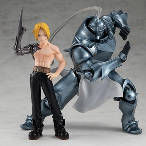 Size comparison shot showing Alphonse Elric next to Edward Elric, demonstrating how the two figures scale together for a collection.