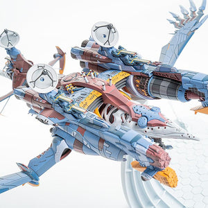 High-angle front view of the AAA Wunder model kit showing the intricate top deck and fuselage details.