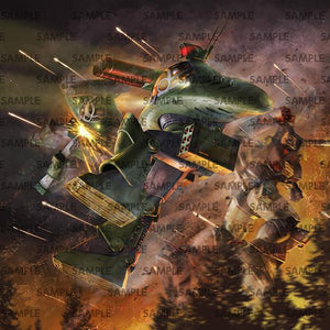 Official dramatic box art illustration for the Max Factory Combat Armors MAX13 Cabarov AG9 Nicholaiev, depicting multiple mechas charging through an active battlefield.