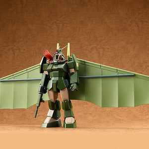 The Soltic H8 Round Facer mecha with hang glider equipment displayed on a desert background.