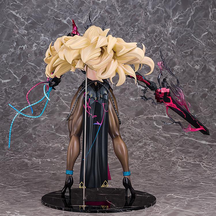 Rear view of the Barghest figure, displaying the immense volume and sculpting of her golden hair.