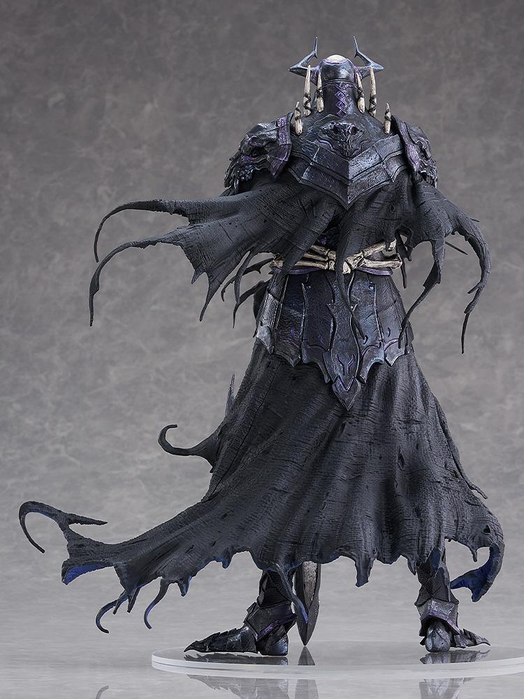 Rear view of the First Hassan Pop Up Parade SP figure displaying detailed dark armor and tattered cloak sculpt.