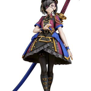 Full-length front view of the 1/7 scale Fate/Grand Order Avenger Mysterious Ranmaru X figure isolated on a plain background.