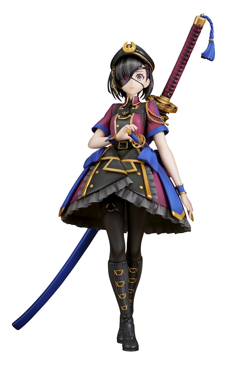 Full-length front view of the 1/7 scale Fate/Grand Order Avenger Mysterious Ranmaru X figure isolated on a plain background.