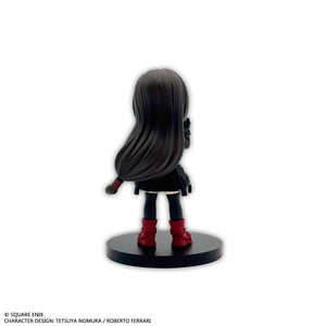 Rear individual view of the Tifa Lockhart mini figure, showing the back details of her long black hair tied at the tip.