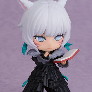 Final Fantasy XIV Y'shtola Nendoroid figure reading an open book accessory with her smiling face plate option.