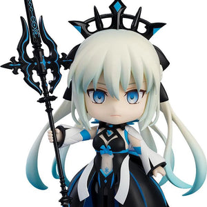 Main image of the Fate/Grand Order Nendoroid Berserker/Morgan figure, posed holding her black and blue magic spear with a calm expression.