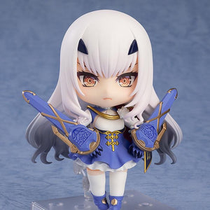 Nendoroid Melusine figure with the calm face plate, holding the two parts of her Innocence Arondight weapon in a standard stance.