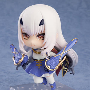 Nendoroid Melusine figure posed dynamically mid-air, holding her weapons and showing a determined expression.
