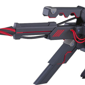 Side profile view of the PLAMATEA Mash Kyrielight figure aiming the giant Black Barrel weapon isolated on a white background.