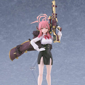 Full body standing pose of Aru Rikuhachima holding her sniper rifle vertically with coat draped.