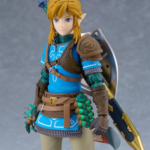 Waist-up portrait of the Link figma with the standard stoic expression and detailed Champion's Leathers.
