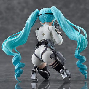 Rear view of the Privaty figma on a stand, showing the articulation points and twin-tail hair.