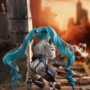 Rear view of the Privaty figma crouching, showing the detailed hair sculpt and tactical outfit.