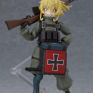 Figma Tanya Degurechaff action figure from Saga of Tanya the Evil: The Movie featuring the crazed combat expression and rifle over her shoulder.