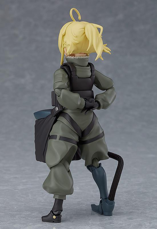 Back view of the Tanya Degurechaff figma displaying the military uniform seams, rear flight harness, and hairstyle.