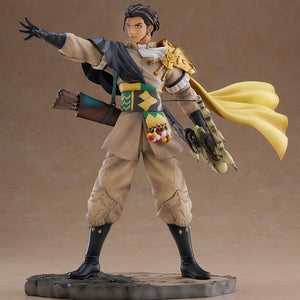 Front full-body view of Claude 1/7 scale figure displaying detailed quilted trousers, green sash, and bow.