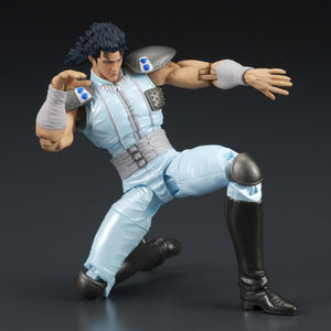 Low crouching martial arts action pose of the DIGACTION Rei figure with open hands.