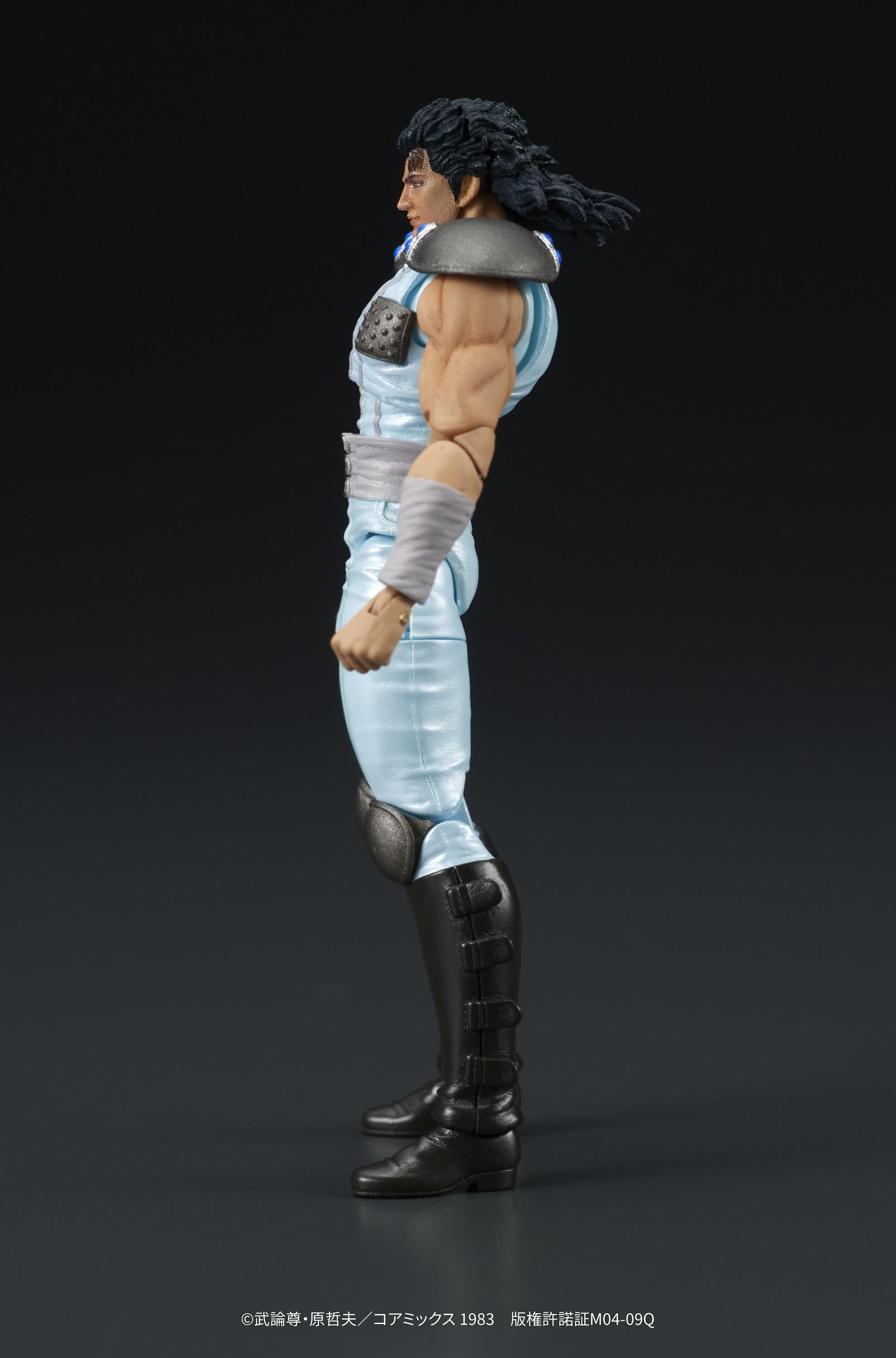 Left side profile view of the DIGACTION Rei figure detailing the arm articulation and tall black boots.