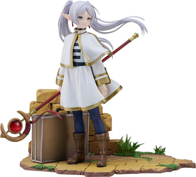 Full 1/7 scale figure of Frieren from Beyond Journey's End with staff, trunk, and meadow base.