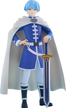 Mid-shot portrait of the Pop Up Parade Himmel figure from Frieren: Beyond Journey's End standing heroically with his sword resting on the ground against a clean white background.