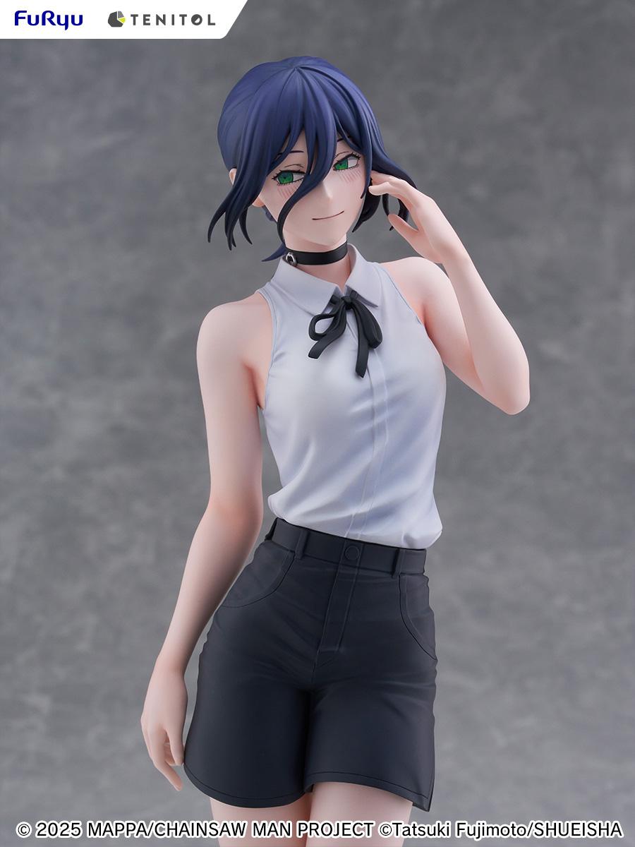 Close-up front view of the alternative pre-painted smiling face plate for the FuRyu Tenitol Tall Reze figure.