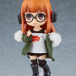 Persona 5 Royal Futaba Sakura action figure in a cute pose showcasing the detailed fabric clothing.