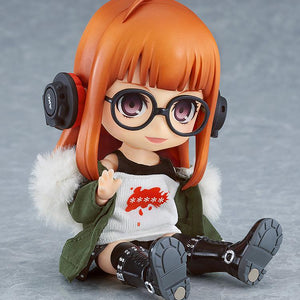 Futaba Sakura Nendoroid Doll in a sitting position, showing the flexibility of the articulated doll-style body.