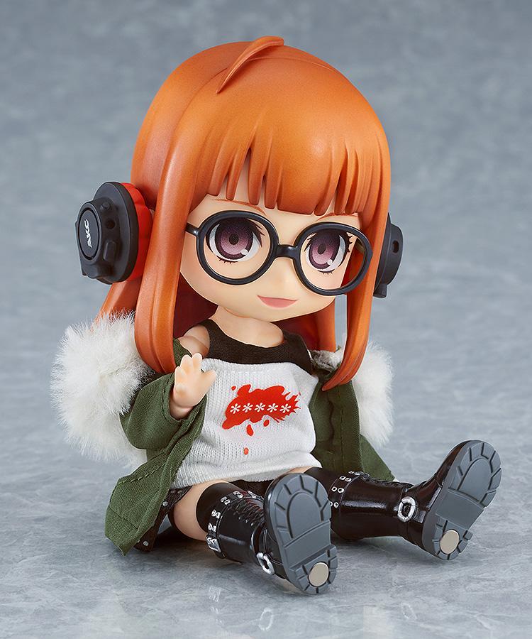 Futaba Sakura Nendoroid Doll in a sitting position, showing the flexibility of the articulated doll-style body.